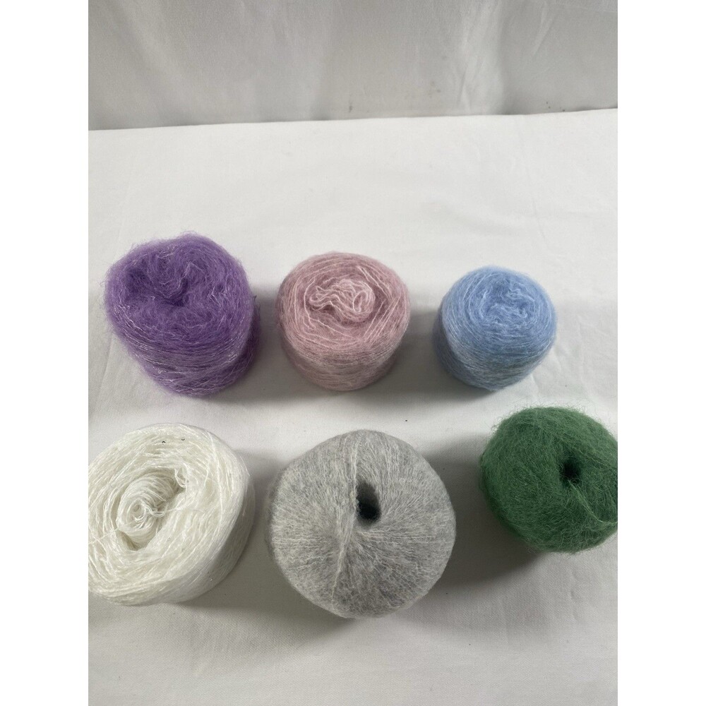 Lot of 6 Skein Assorted Mohair Yarn 220g Total #940